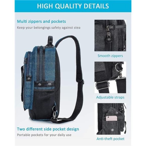 Messenger Bag for Men Canvas Sling Bag Crossbody Backpack Laptop Shoulder Bag - Picture 2 of 6